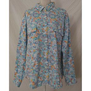 Gloria Vanderbilt Woman Button Front Floral Shirt sz 42/22W Grannycore Lng Slv
